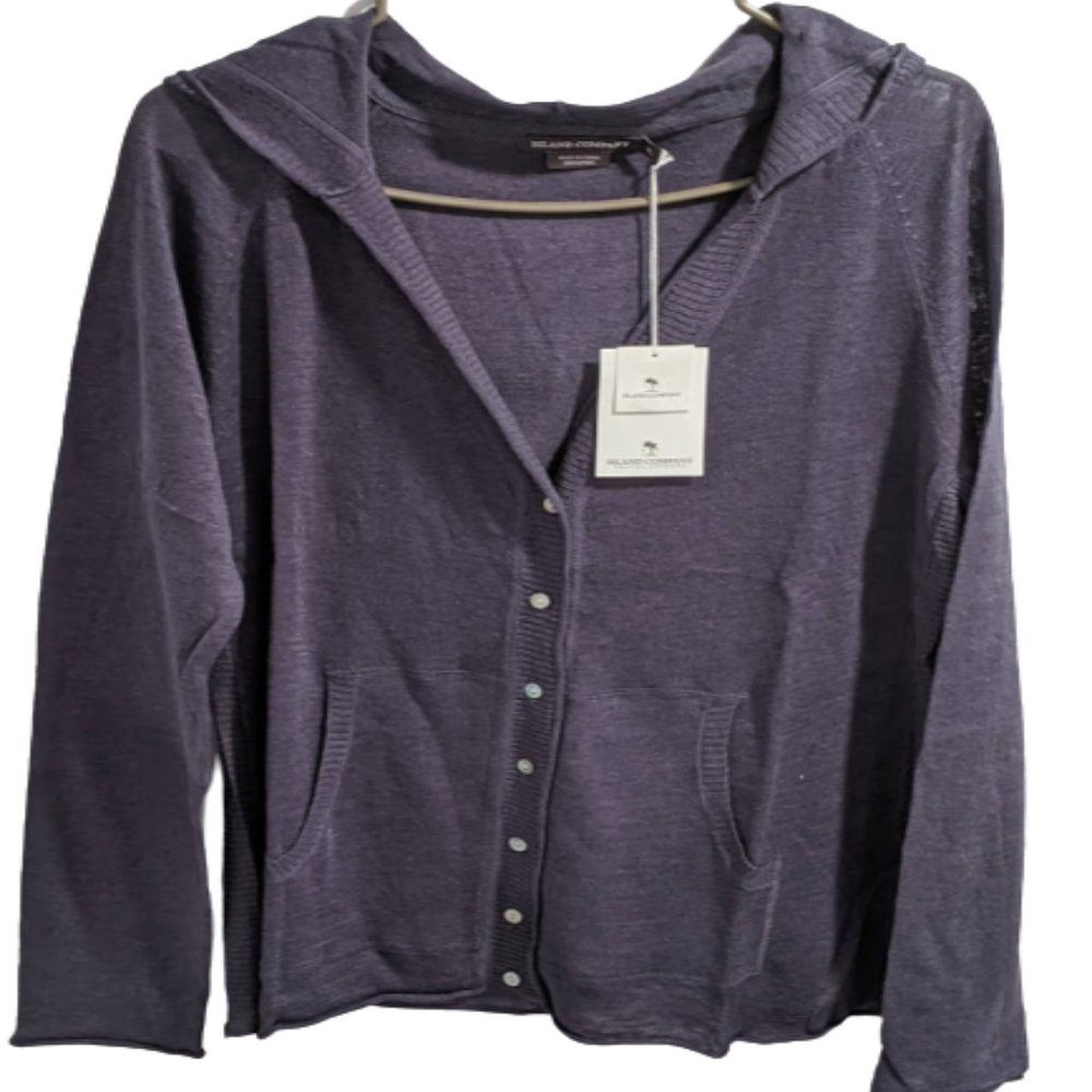 ISLAND COMPANY NAVY KNIT HOODIE/CARDIGAN
